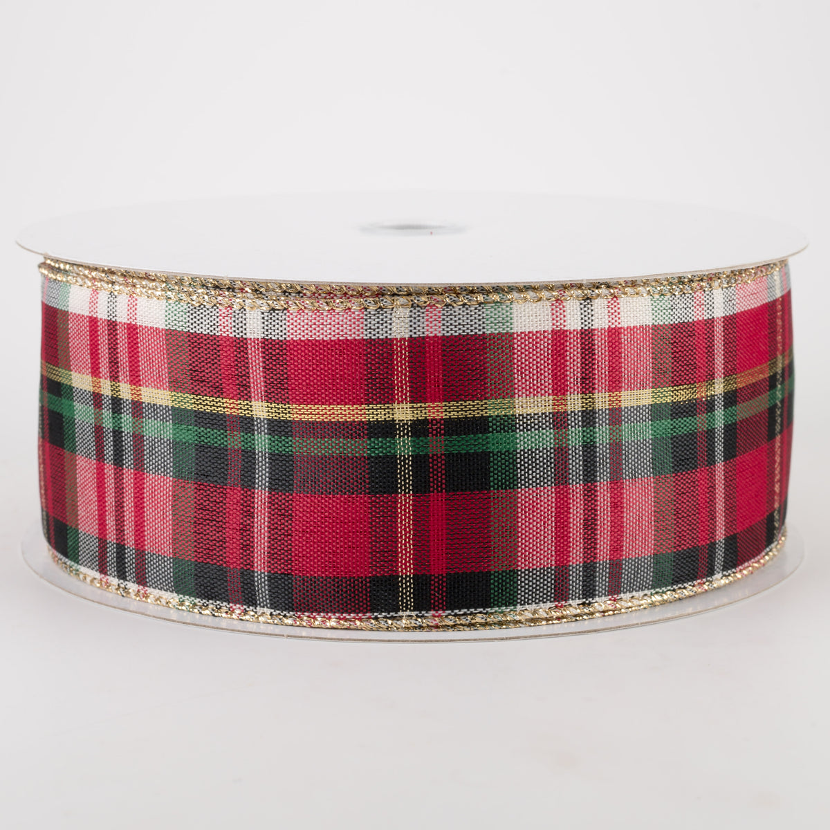 2.5" Lodge Plaid Ribbon: Red, Black, Green, Cream, Gold (50 Yards)