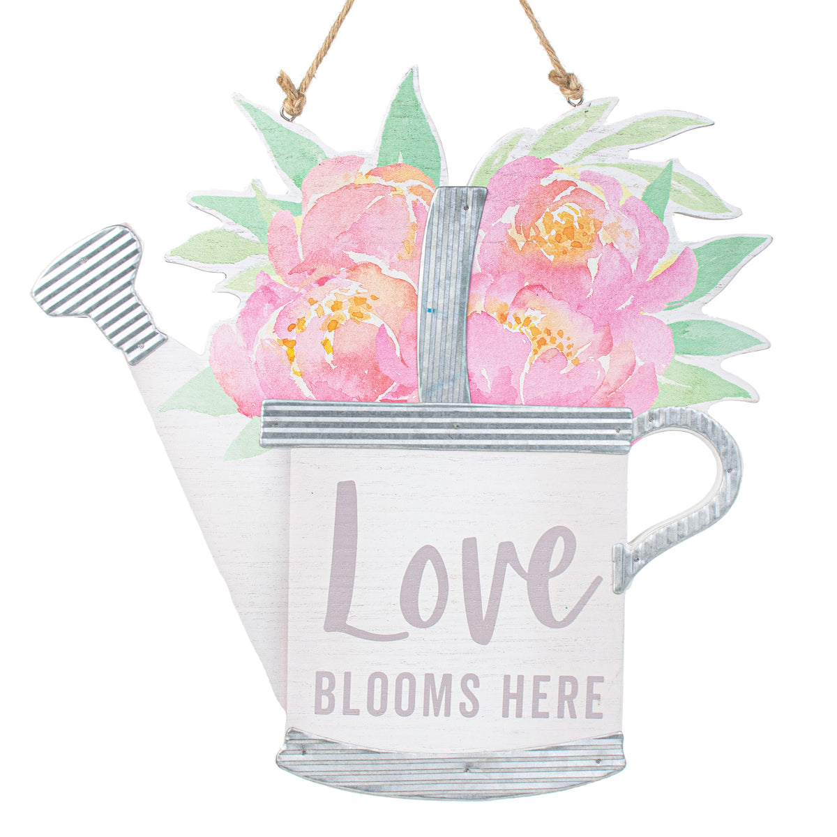 14" Love Blooms Watering Can Reversible Wall Hanging Item Number: 2070132