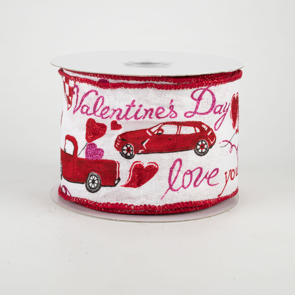 2.5" Love And Cars Valentine's Day Ribbon (10 Yards) Item Number: 11022-40-12
