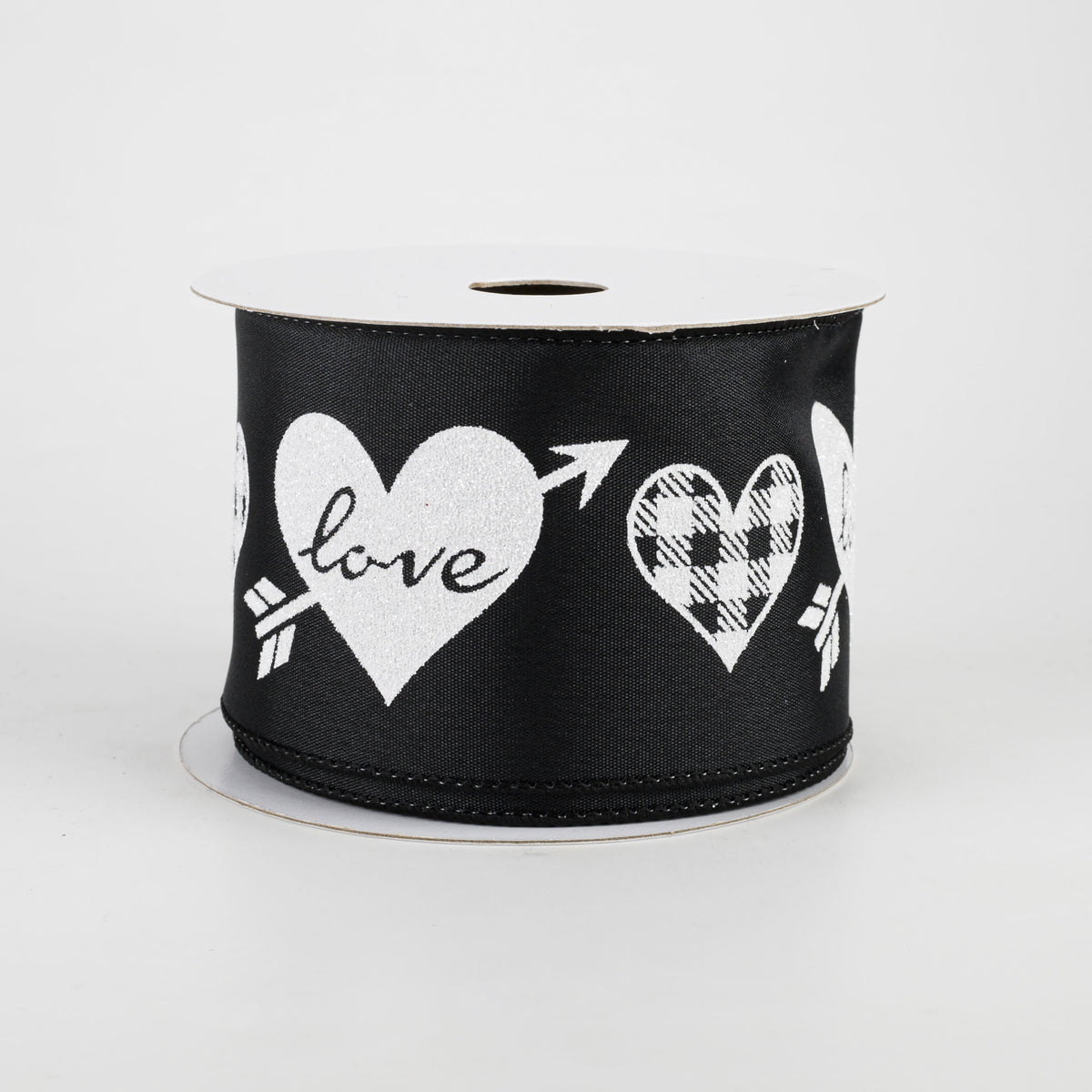 2.5" Love & Gingham Jumbo Glitter Hearts Ribbon (10 Yards) Item Number: 11013-40-21