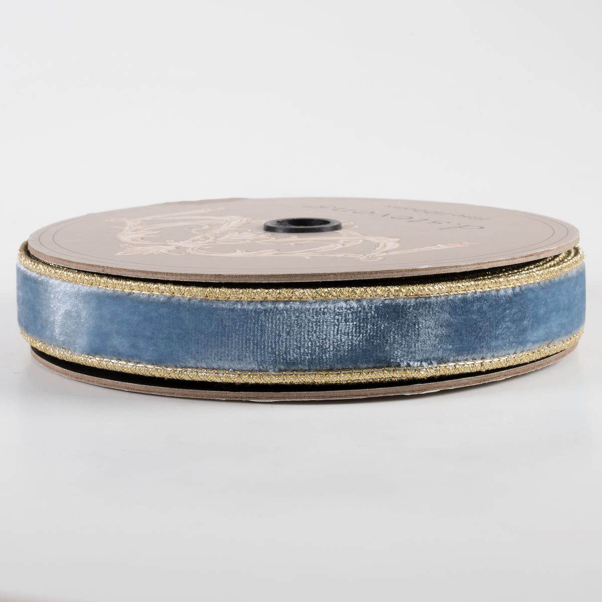 [D Stevens] 1" Lush Velvet Light Gold Back Ribbon: Dusty Blue (10 Yards) Item Number: 07-2726