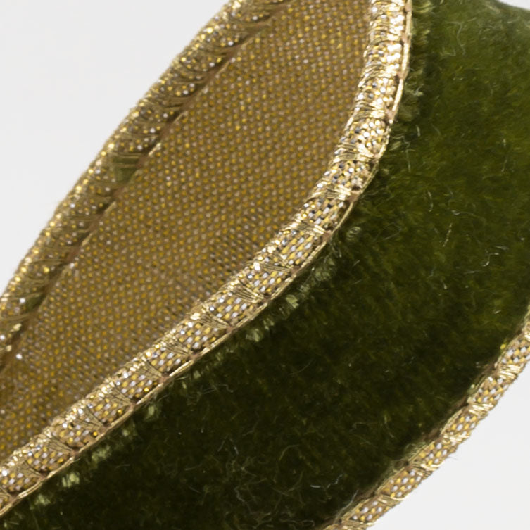 [D Stevens] 1" Lush Velvet Light Gold Back Ribbon: Green (10 Yards) detail photo 3