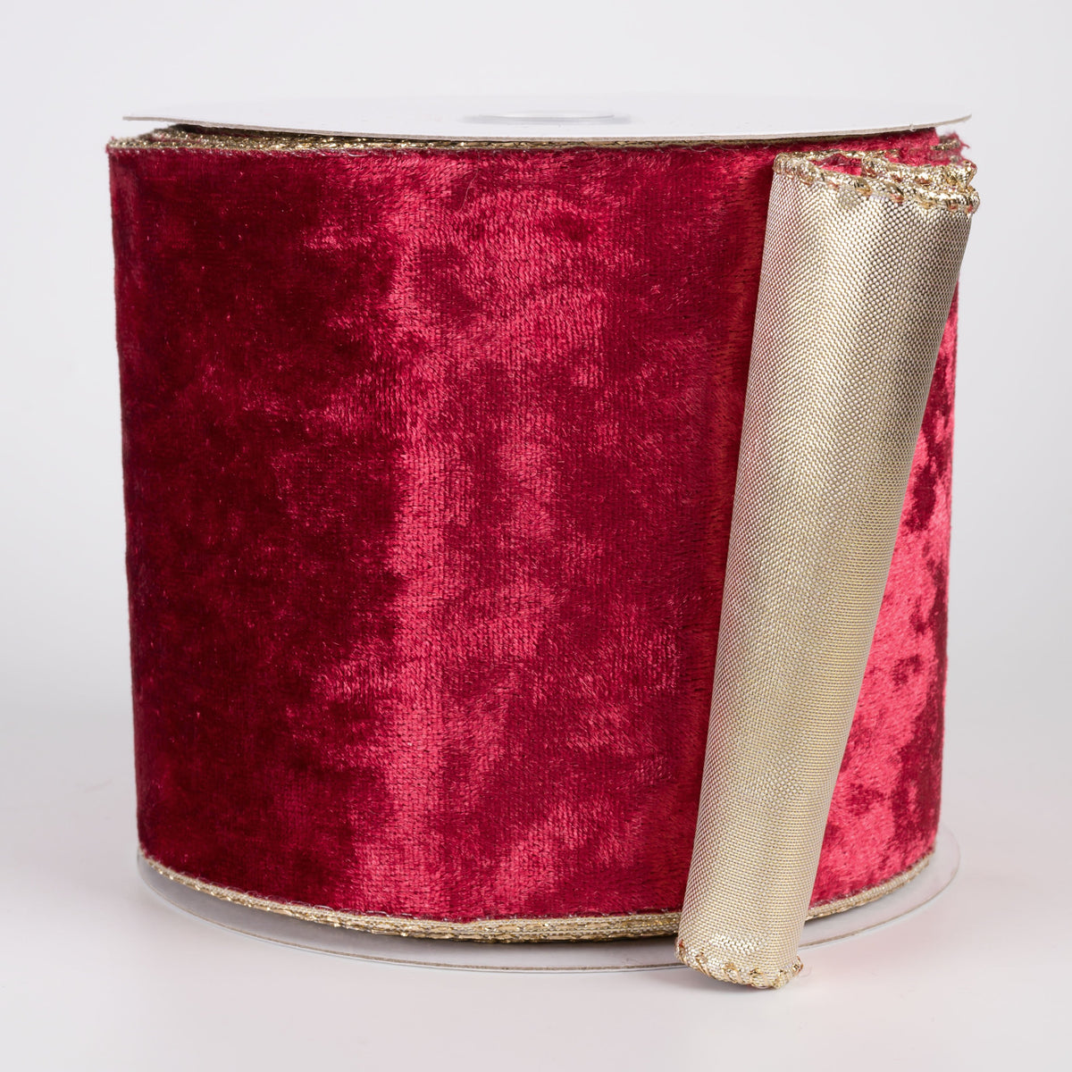 4" Lush Velvet Metallic Backed Ribbon: Red & Gold (10 Yards) Item Number: X962304-12