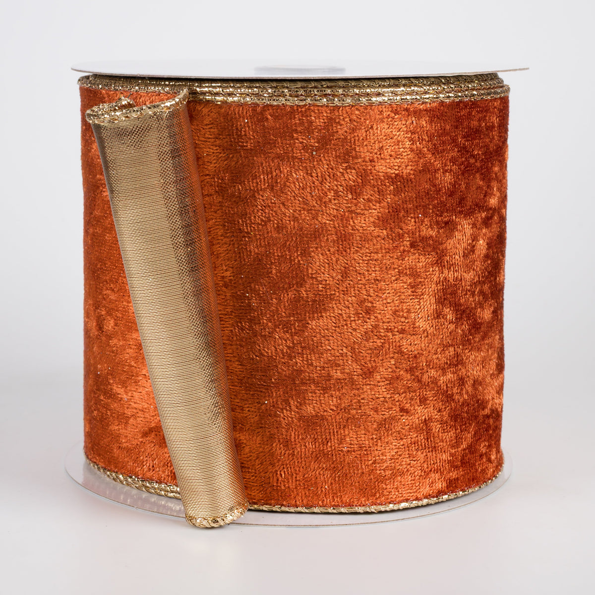 4" Lush Velvet Metallic Backed Ribbon: Rust & Gold (10 Yards) Item Number: 73562-04-47