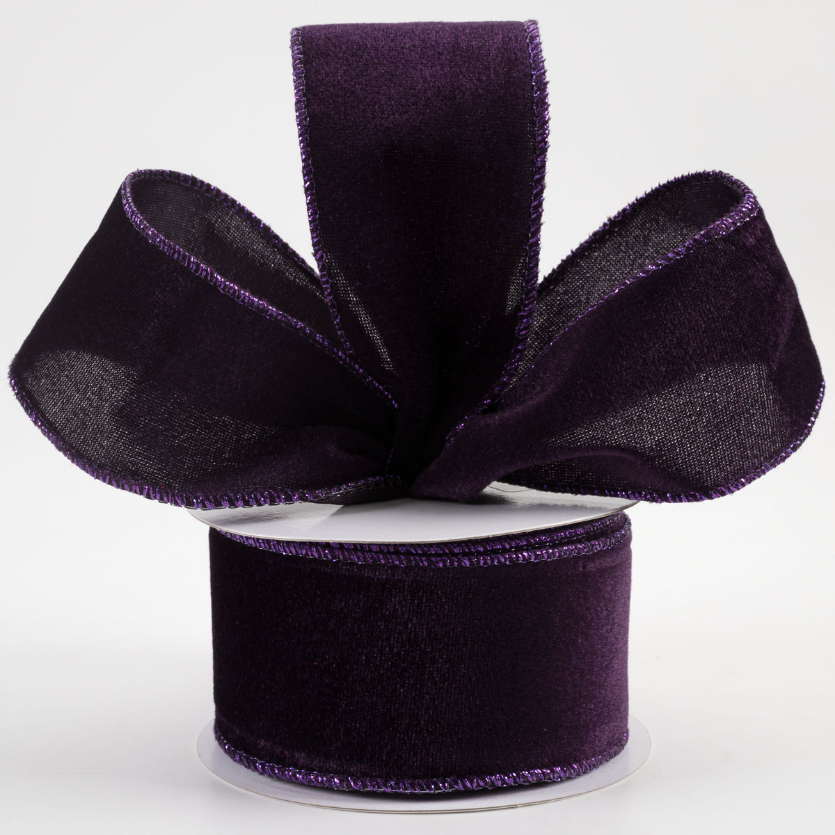 2.5" Lush Velvet Metallic Edge Ribbon: Purple (10 Yards) Lifestyle Photo