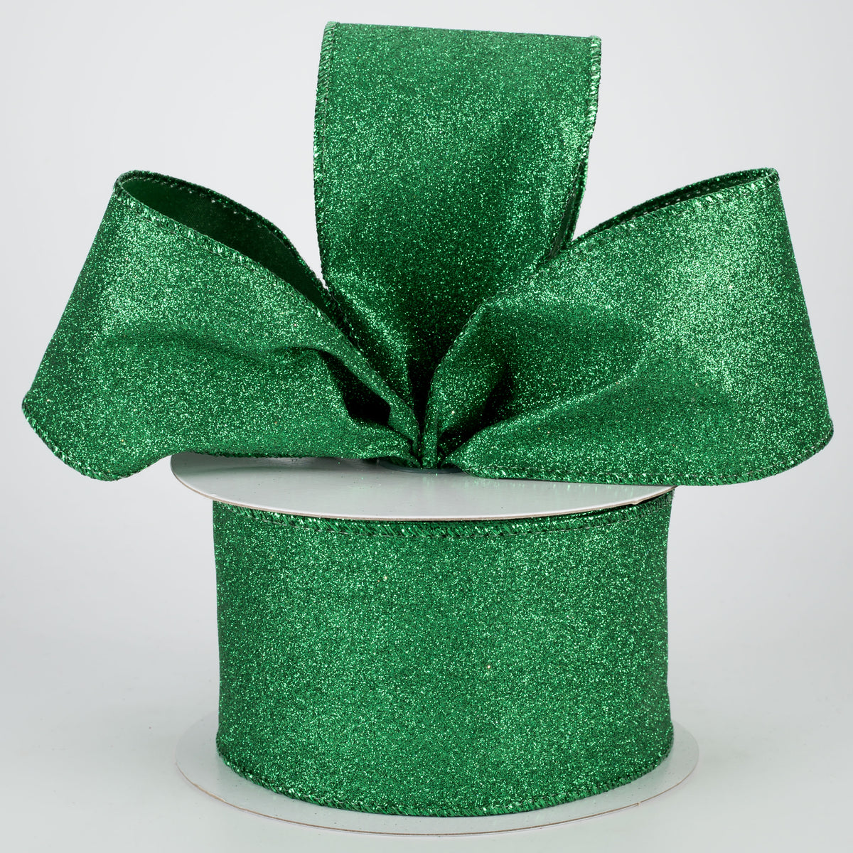 2.5" Lustrous All Flat Glitter Ribbon: Emerald Green (10 Yards) Lifestyle Photo