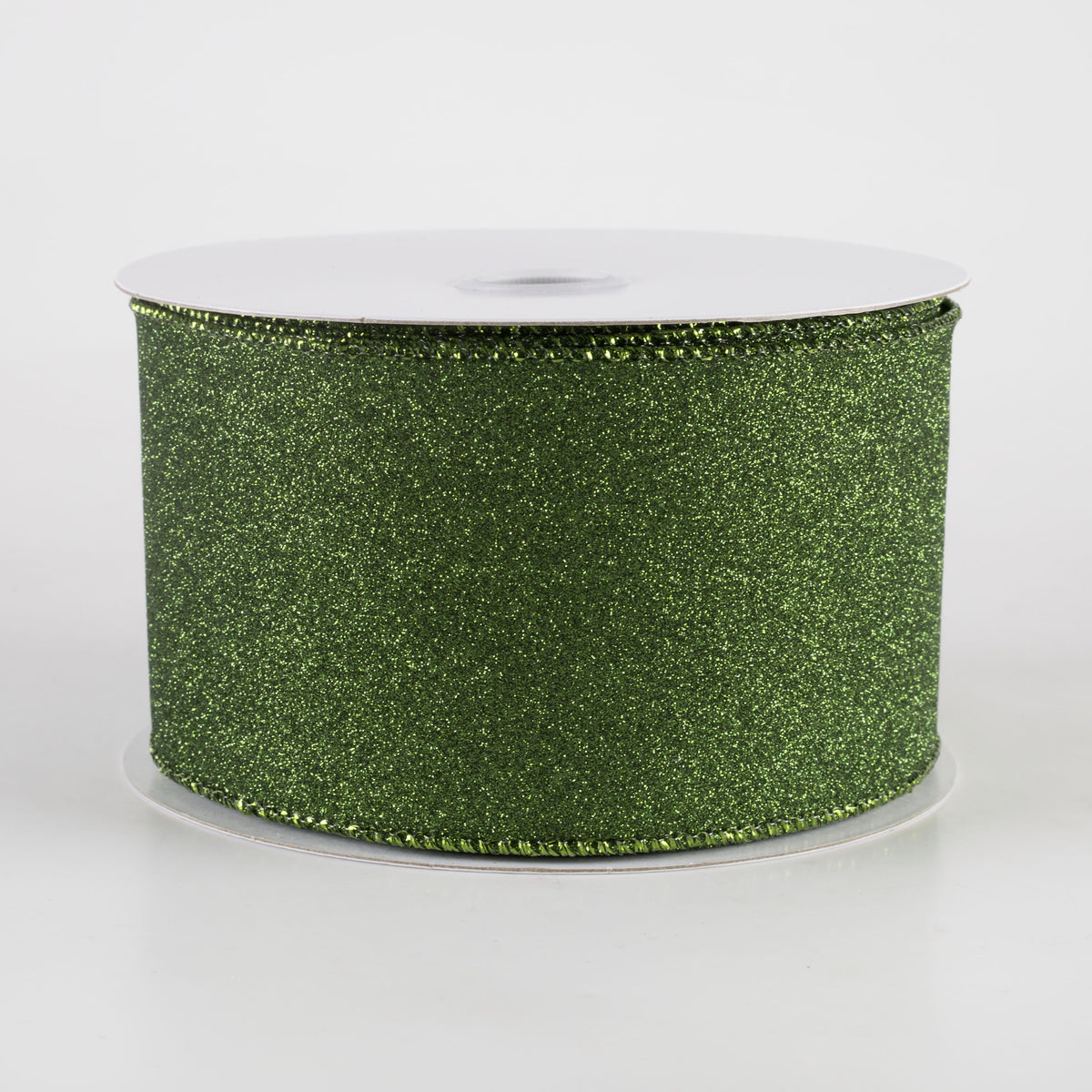 2.5" Lustrous All Flat Glitter Ribbon: Moss Green (10 Yards) Item Number: X820640-08