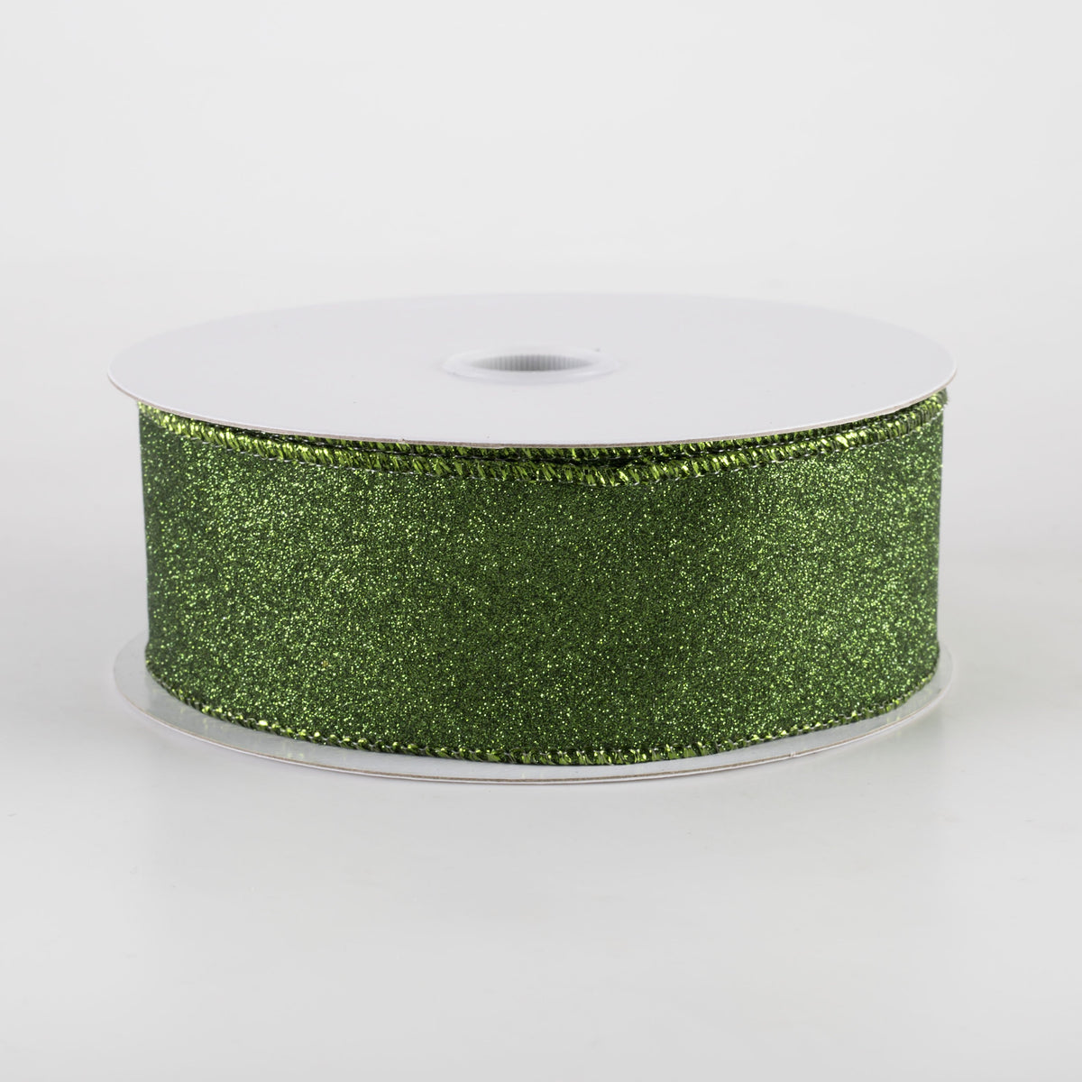 1.5" Lustrous All Flat Glitter Ribbon: Moss Green (10 Yards) Item Number: X820609-08