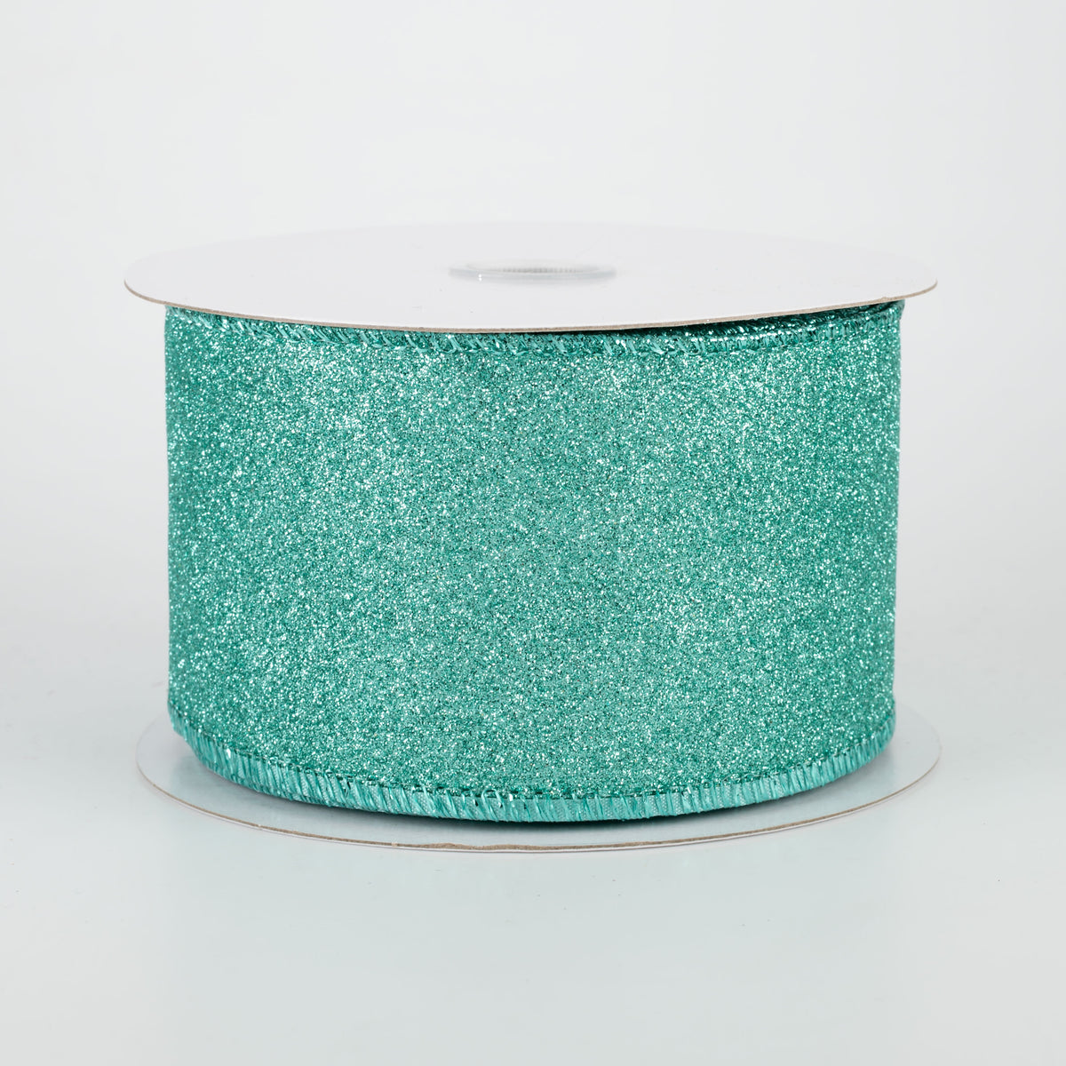 2.5" Lustrous All Flat Glitter Ribbon: Turquoise (10 Yards)
