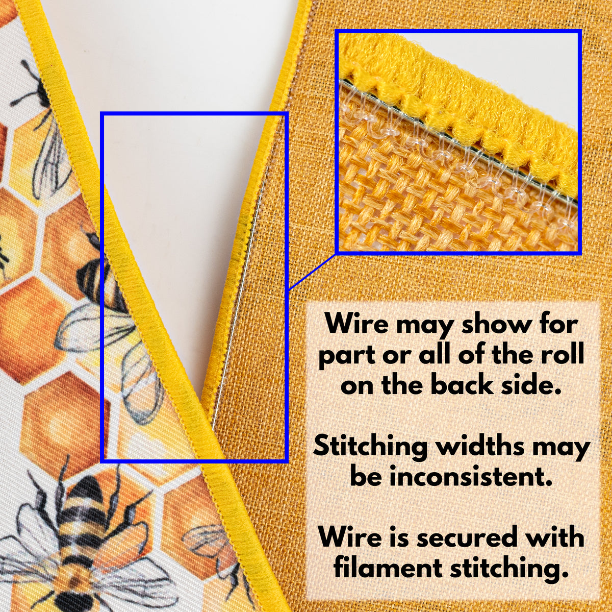 1.5" Double Sided Fused Honeycomb Bees Ribbon (10 Yards)