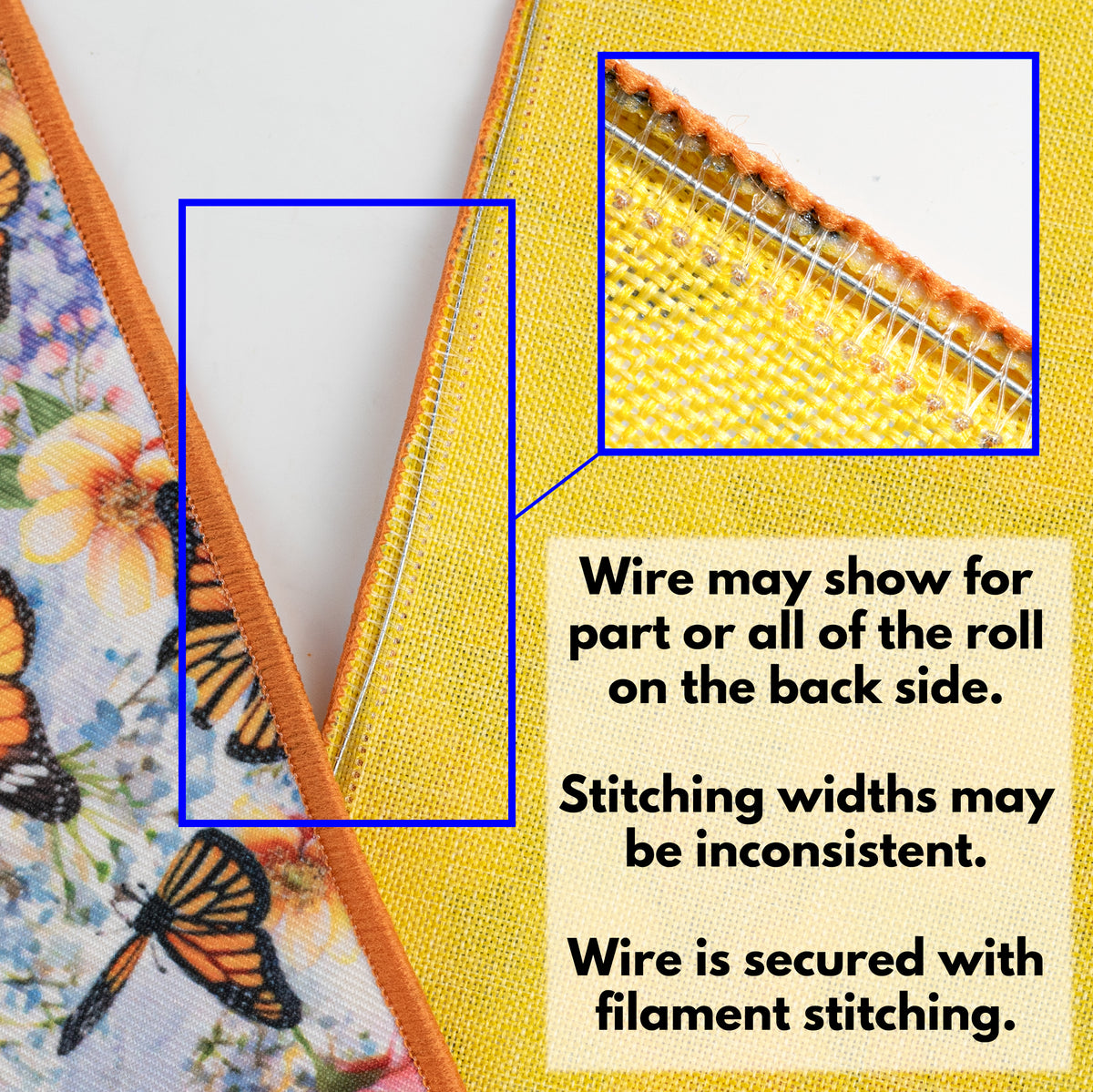 1.5" Double Sided Fused Monarch Butterflies Ribbon (10 Yards)