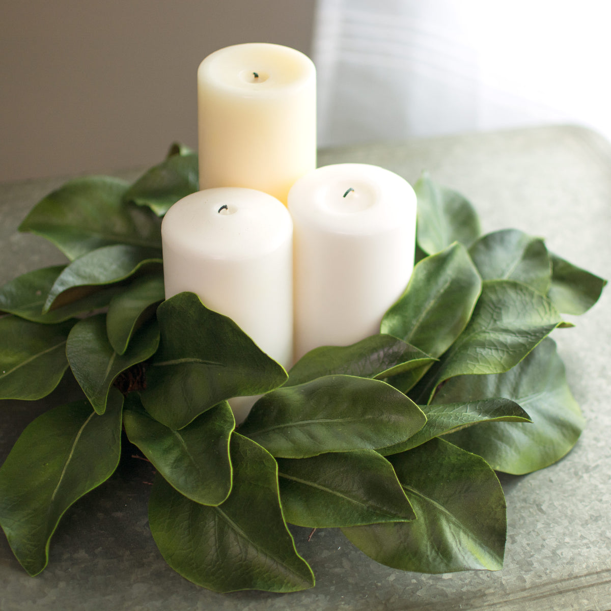 16" Magnolia Leaf Candle Ring Lifestyle Photo