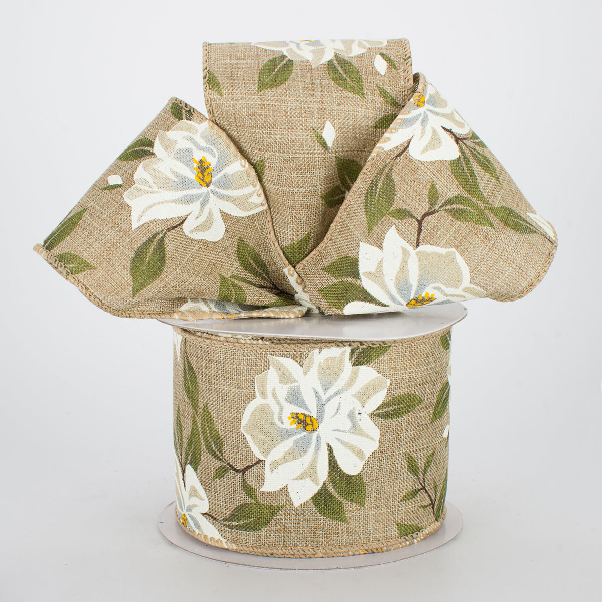 2.5" Magnolia Ribbon: Natural (10 Yards) Lifestyle Photo