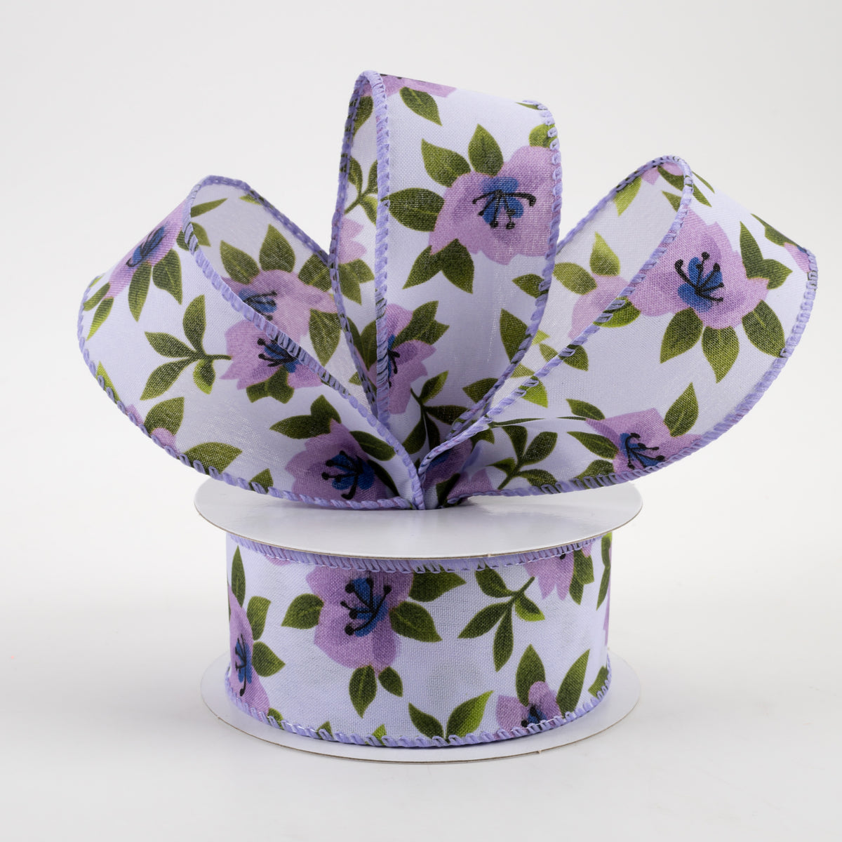 1.5" Magnolias Satin Ribbon: Lavender (10 Yards) Lifestyle Photo