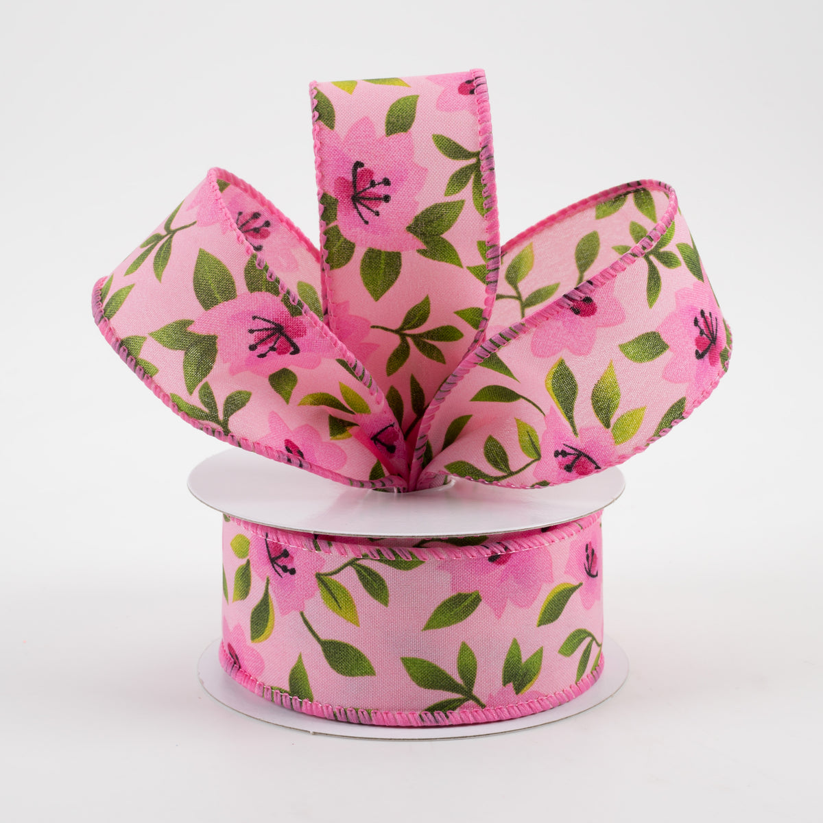 1.5" Magnolias Satin Ribbon: Pink (10 Yards) Lifestyle Photo