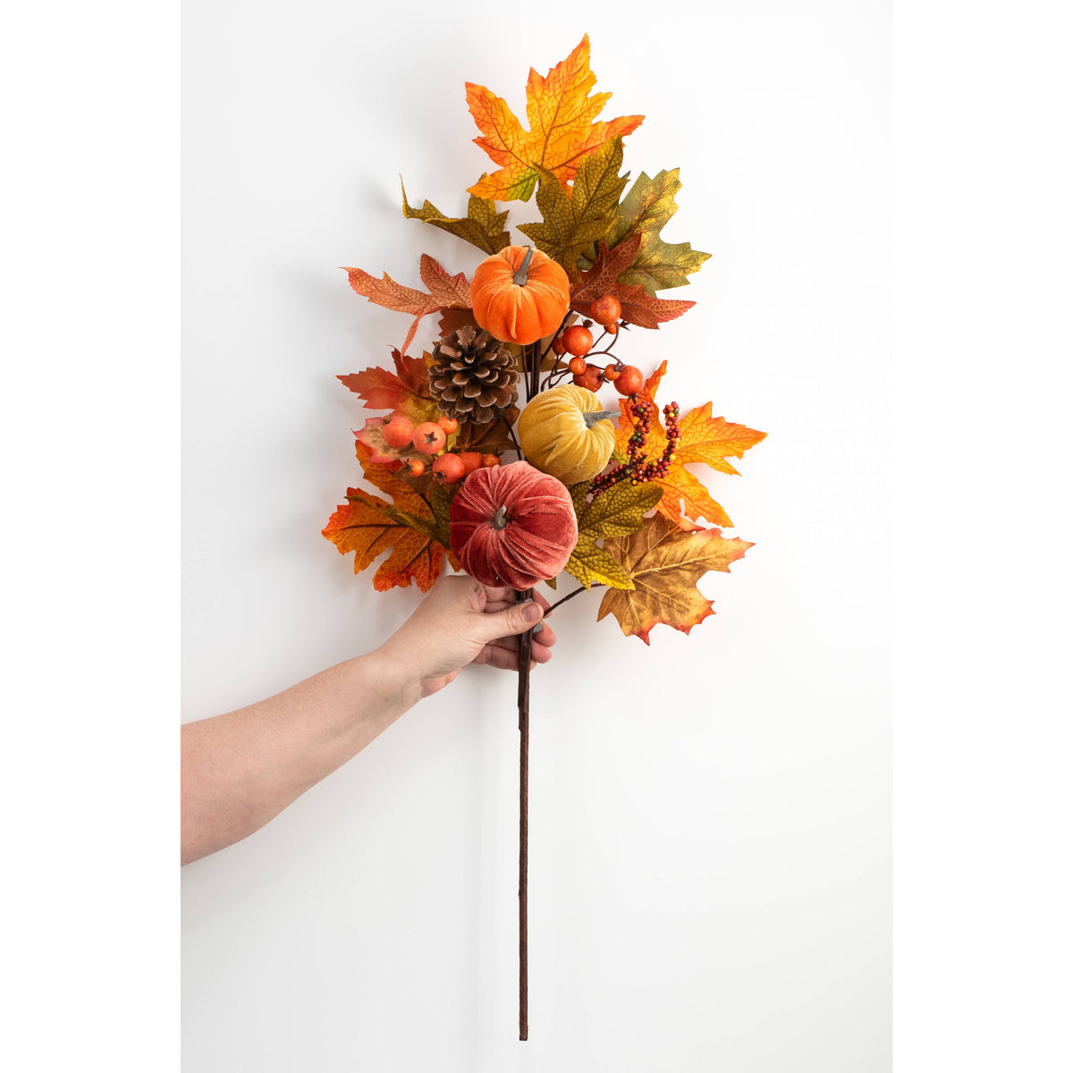 30" Maple Leaves, Pinecones & Fall Pumpkins Spray detail photo 3