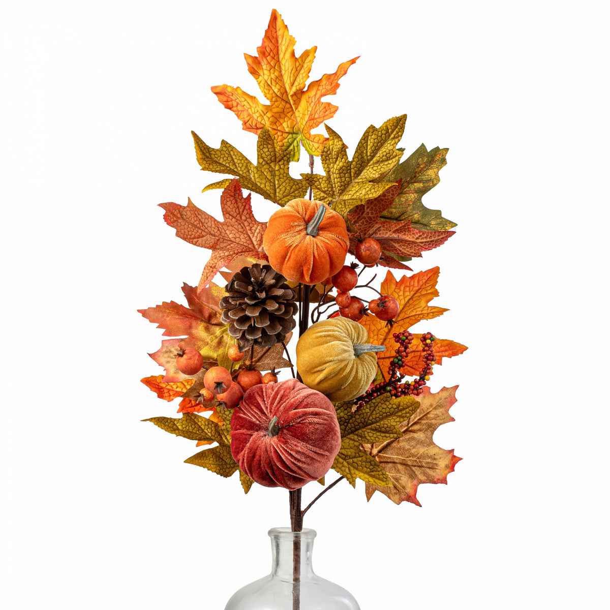 30" Maple Leaves, Pinecones & Fall Pumpkins Spray Item Number: 84422