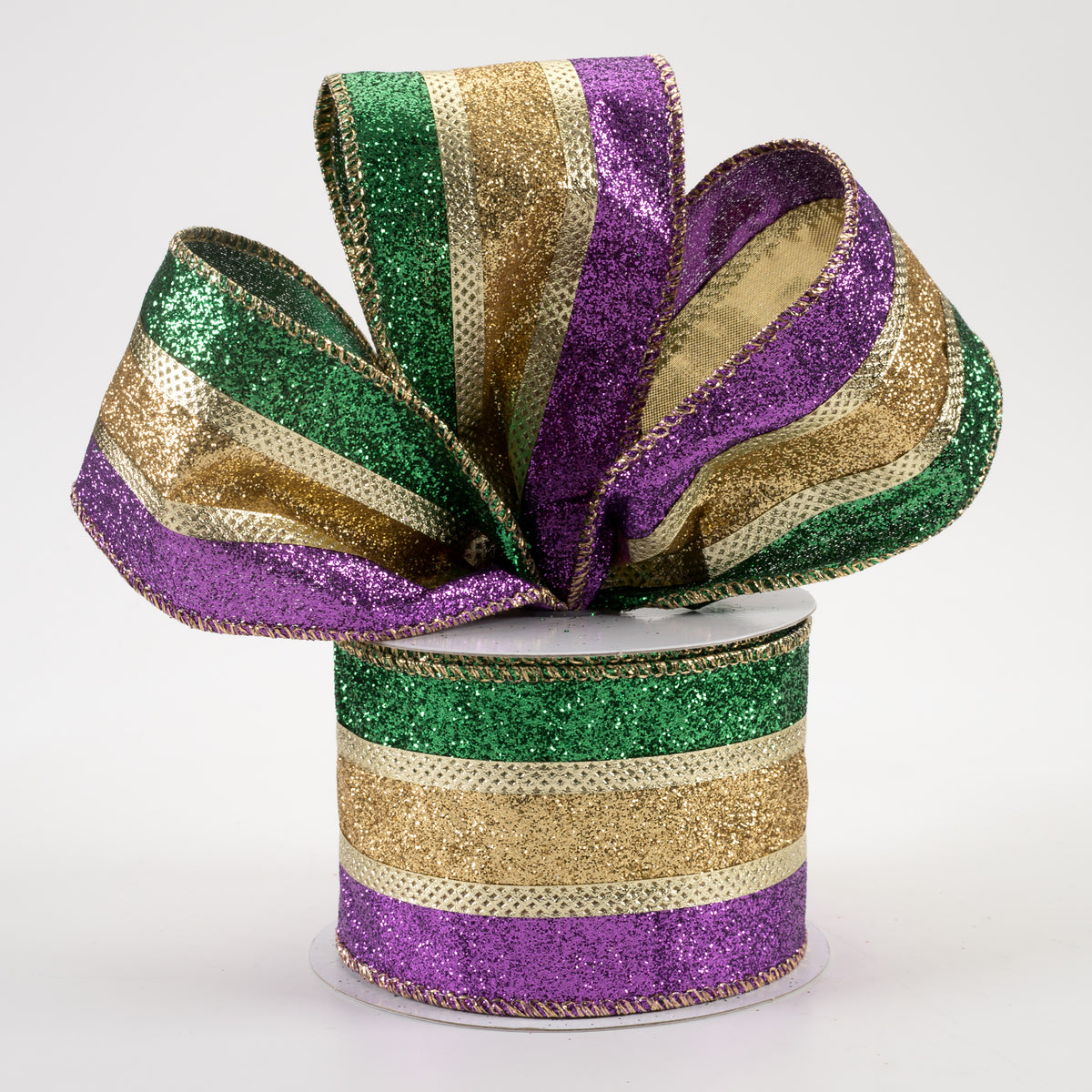 2.5" Mardi Gras Textured Stripe Ribbon (10 Yards) Lifestyle Photo