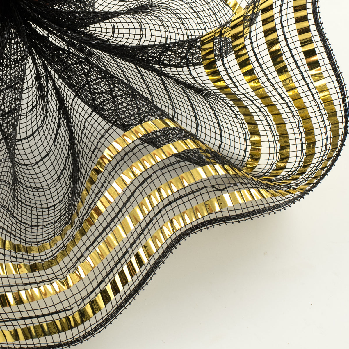 10" Matte XL Wide Foil Border Mesh: Black & Gold Lifestyle Photo