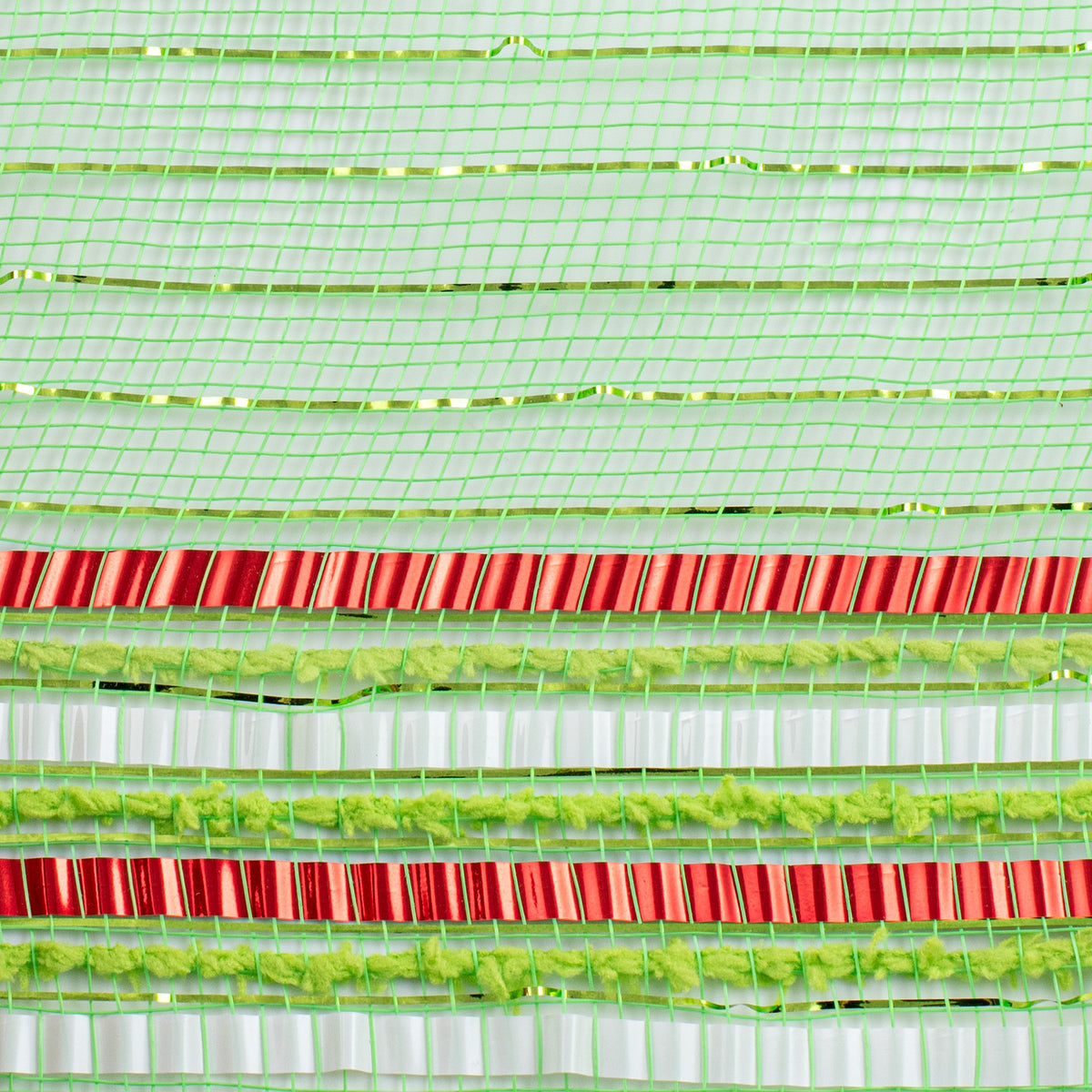 10" Matte XL Wide Foil Border Mesh: Lime, Red, White detail photo 3