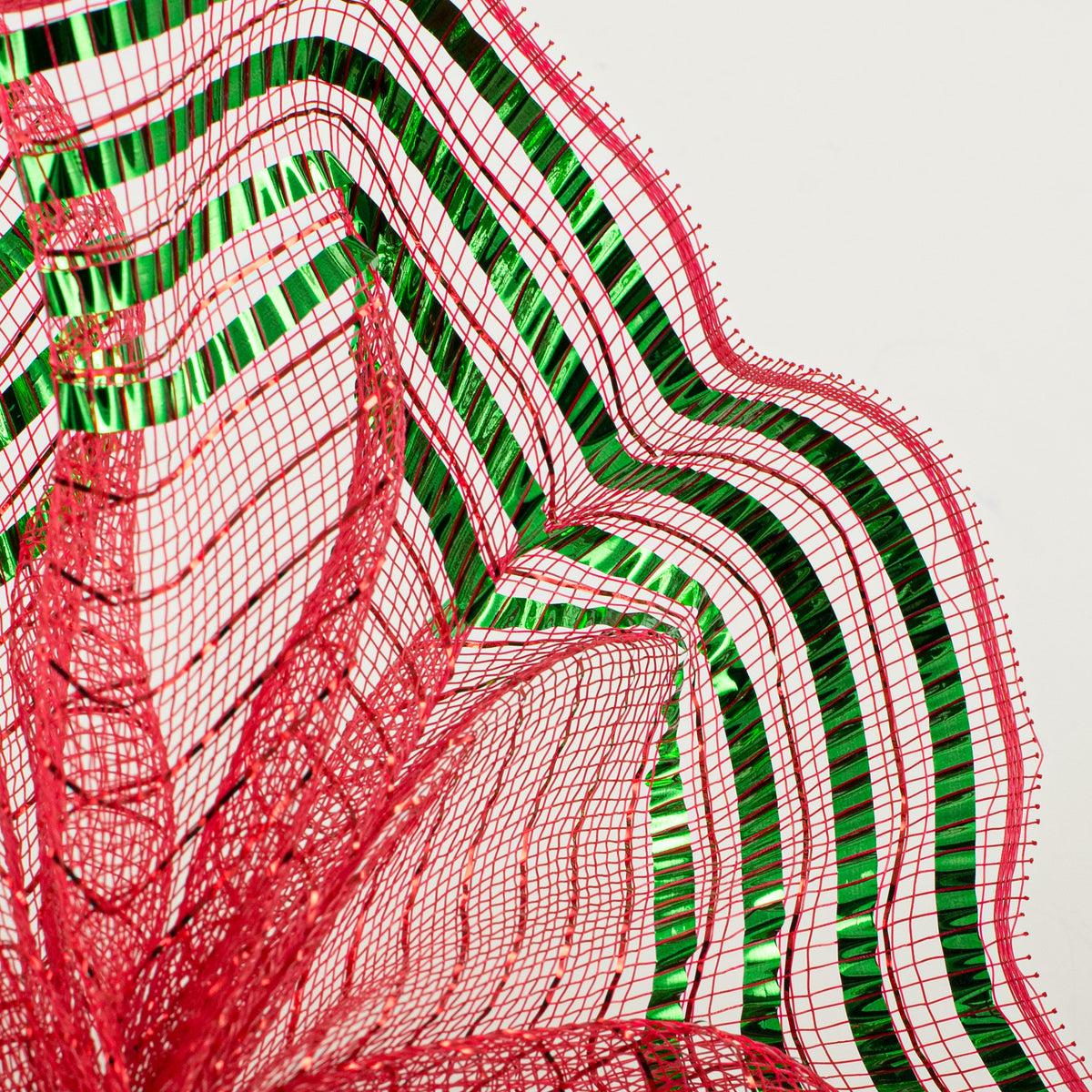 10" Matte XL Wide Foil Border Mesh: Red & Emerald Green Lifestyle Photo