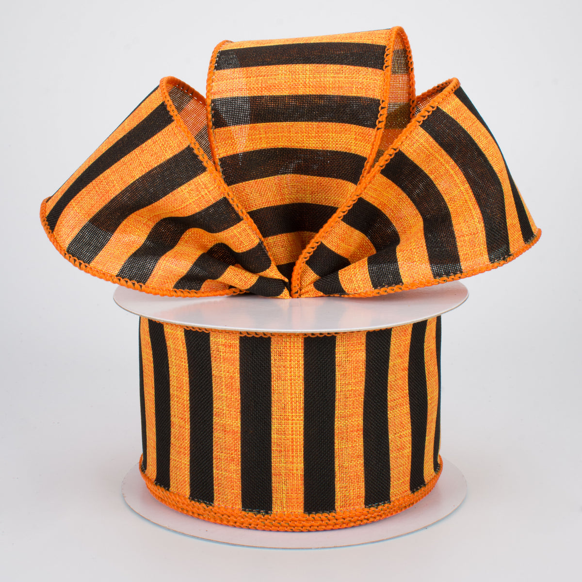 2.5" Medium Stripe Canvas Ribbon: Orange & Black (10 Yards) Lifestyle Photo