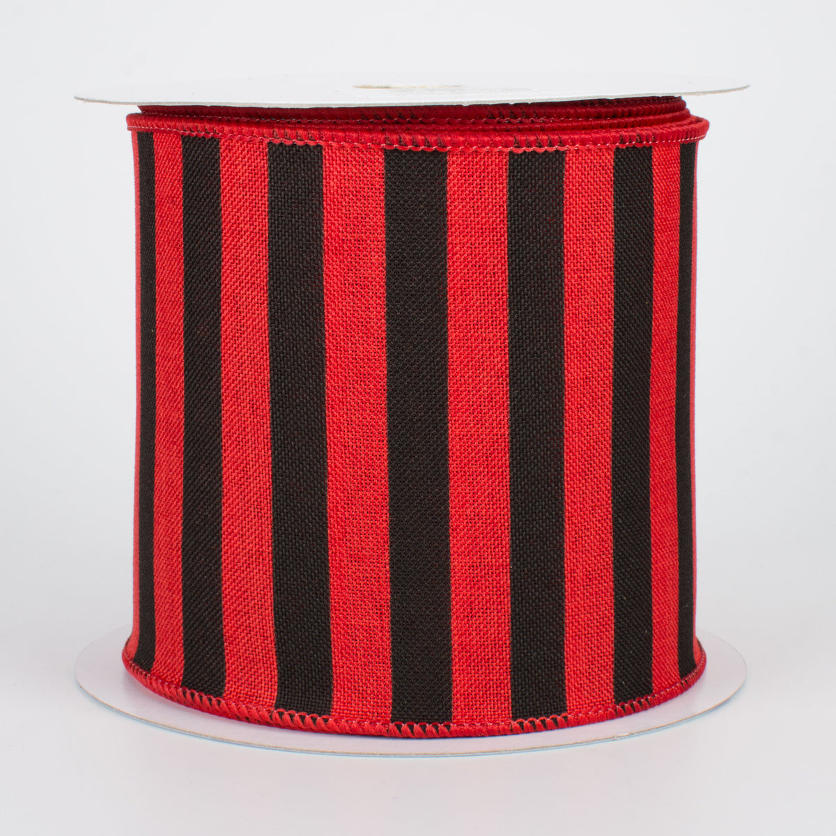 4" Medium Stripe Canvas Ribbon: Red & Black (10 Yards)