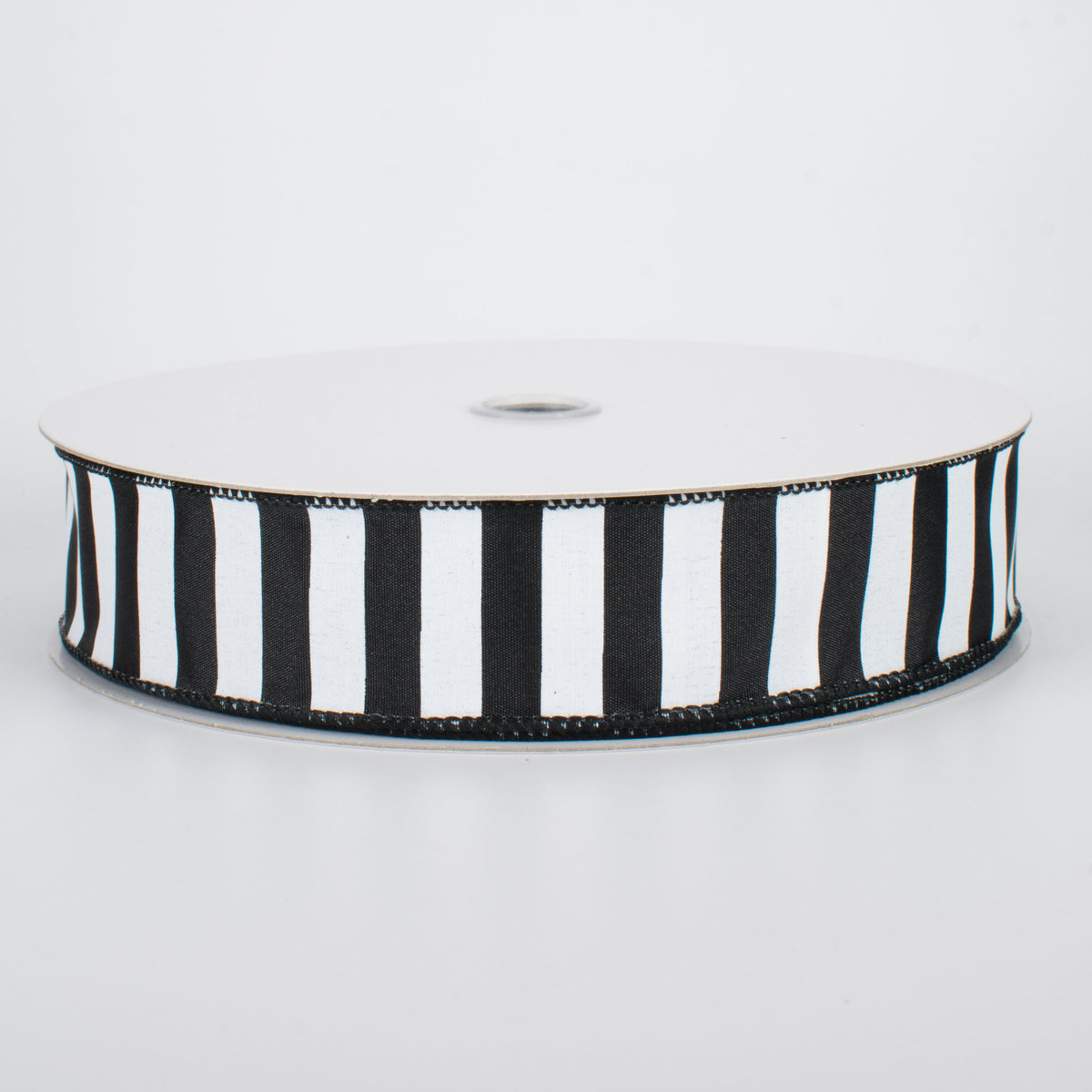 1.5" Medium Stripe Ribbon: Black & White (50 Yards)