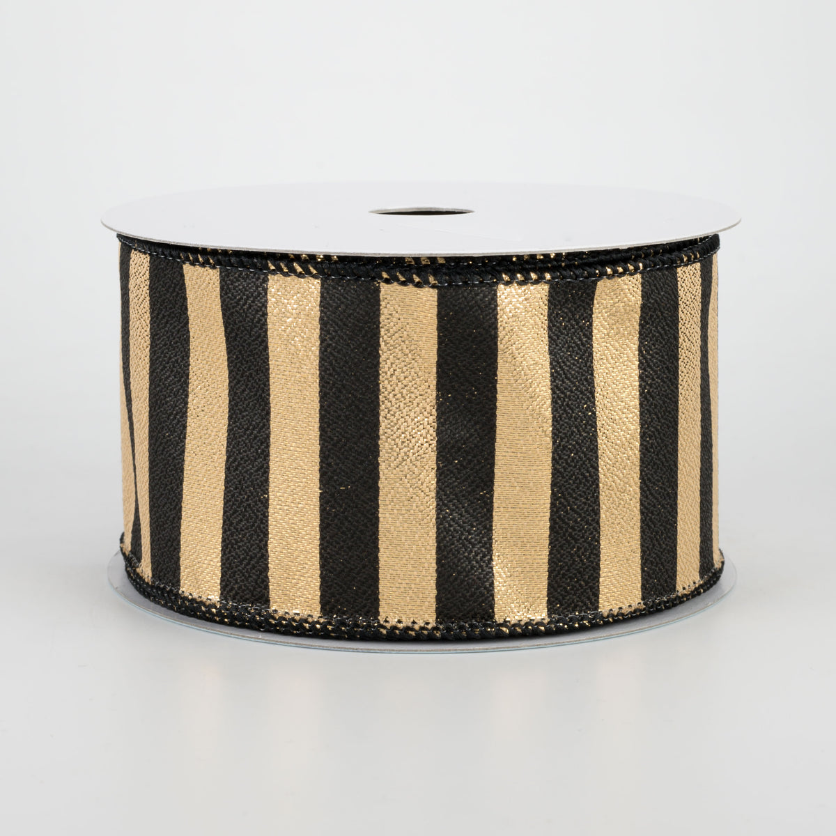 2.5" Medium Stripe Ribbon: Metallic Gold & Black (10 Yards)