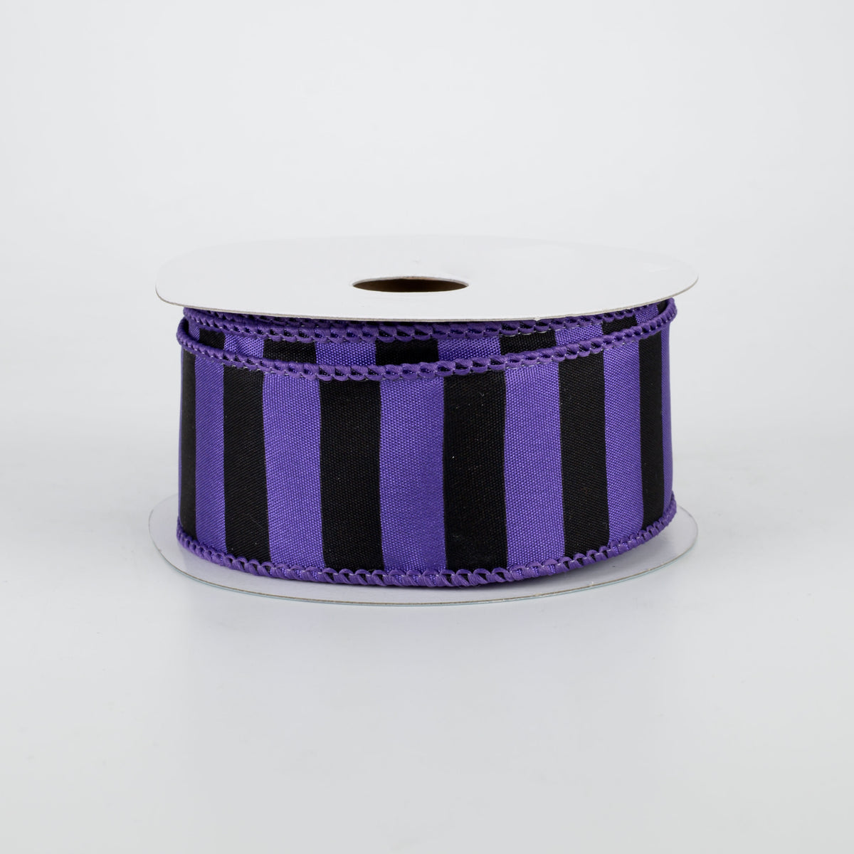 1.5" Medium Stripe Ribbon: Purple & Black (10 Yards)