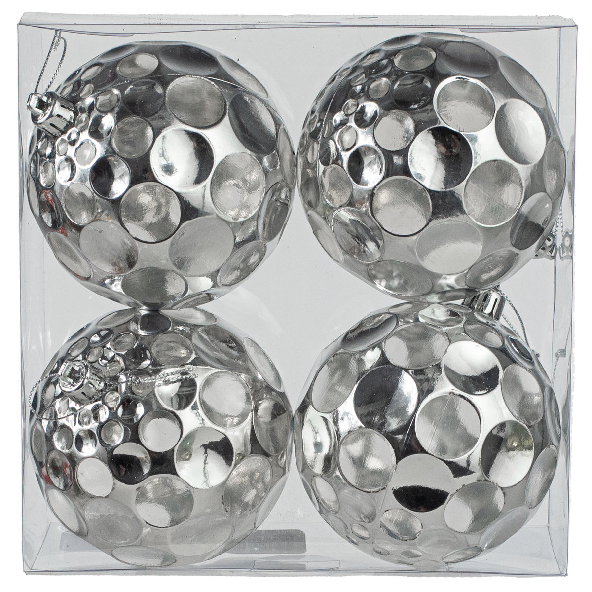 4" Mercury Dot Ball Ornaments: Silver (4) Item Number: 2842000SV