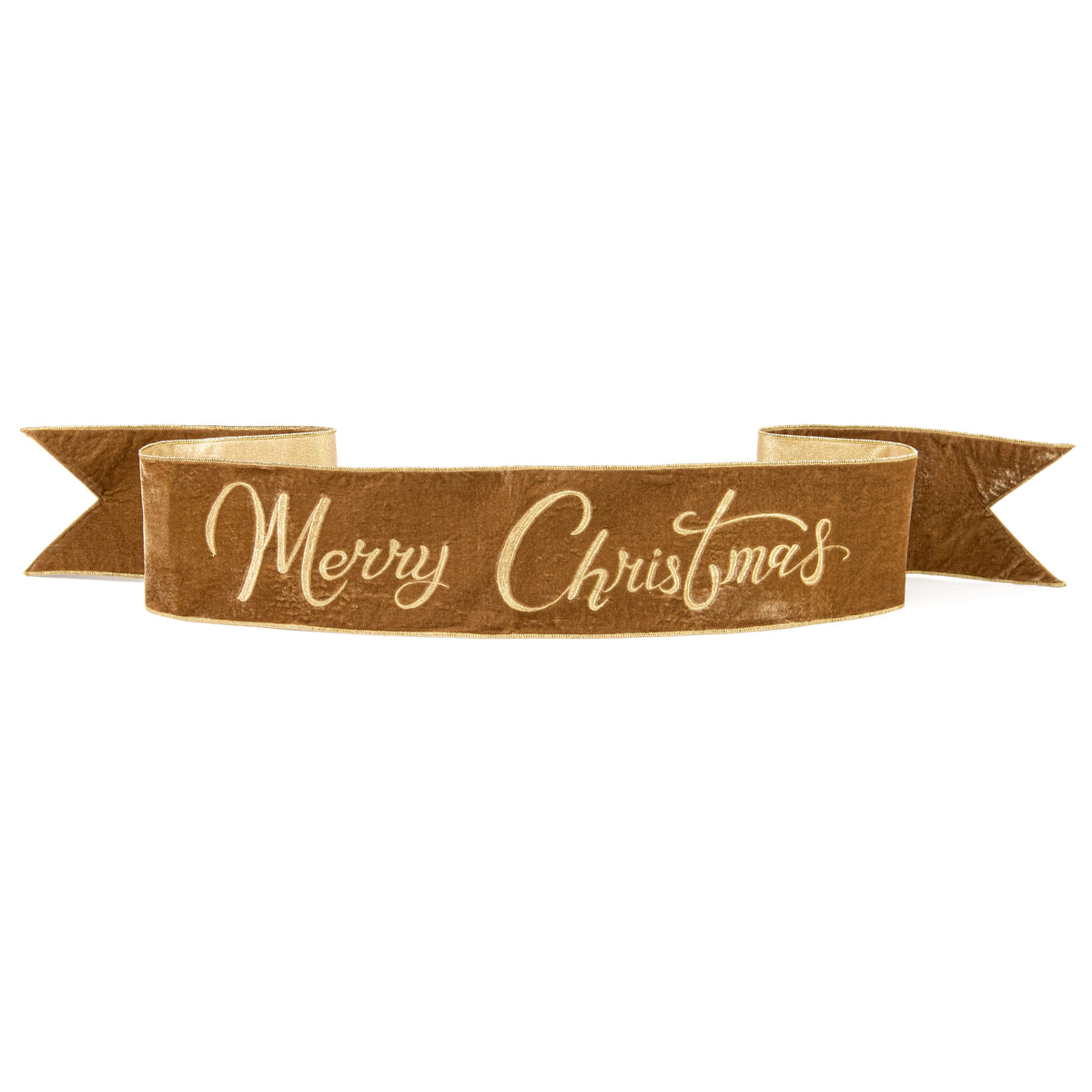 [D Stevens] 6" Merry Christmas Velvet Banner: Gold Item Number: 18-3996
