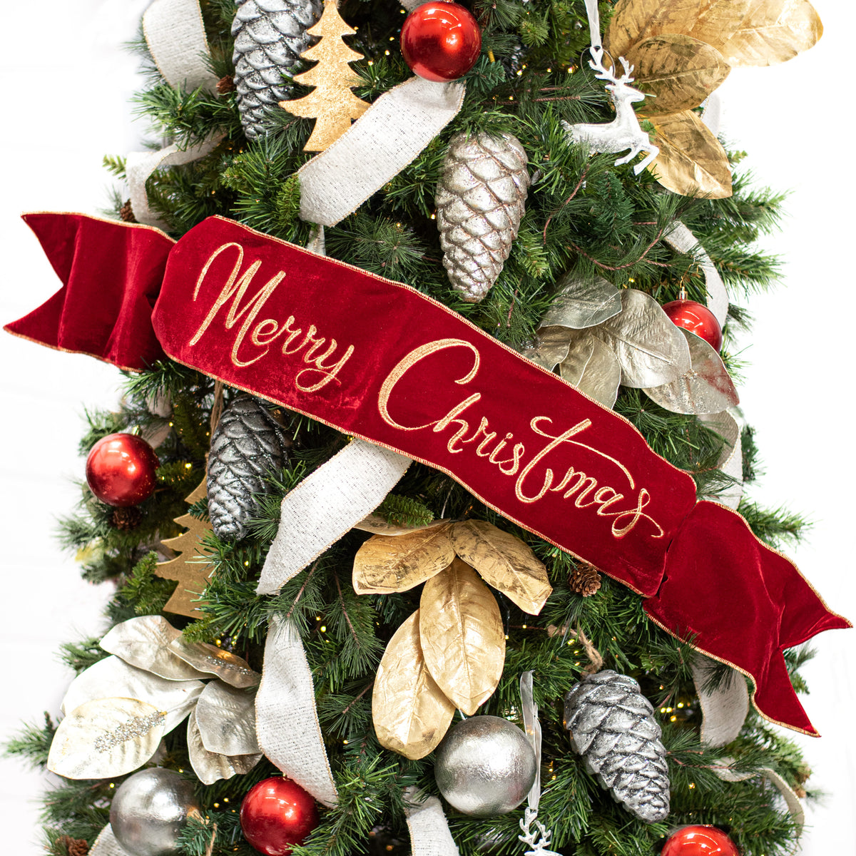 [D Stevens] 6" Merry Christmas Velvet Banner: Red Lifestyle Photo