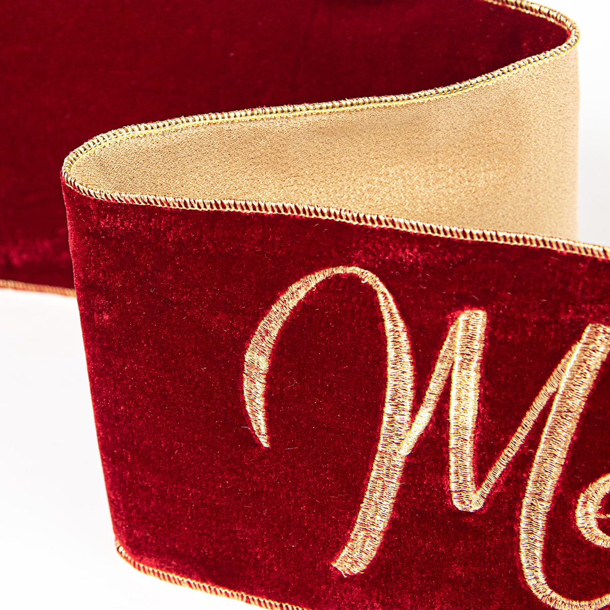[D Stevens] 6" Merry Christmas Velvet Banner: Red detail photo 3