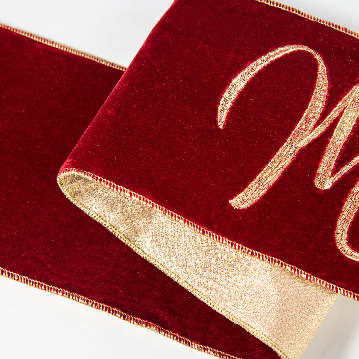 [D Stevens] 6" Merry Christmas Velvet Banner: Red detail photo 4