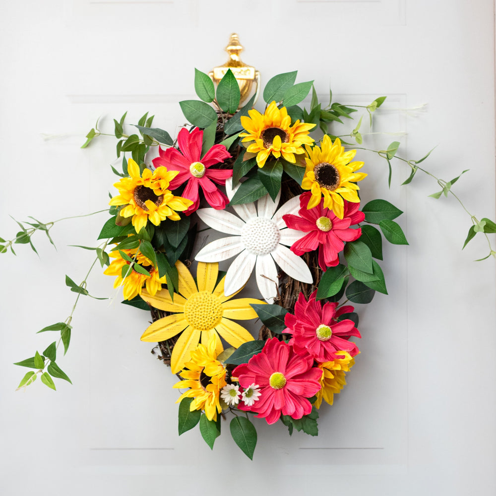 9" Metal Daisy Ornament: Distressed Yellow Lifestyle Photo