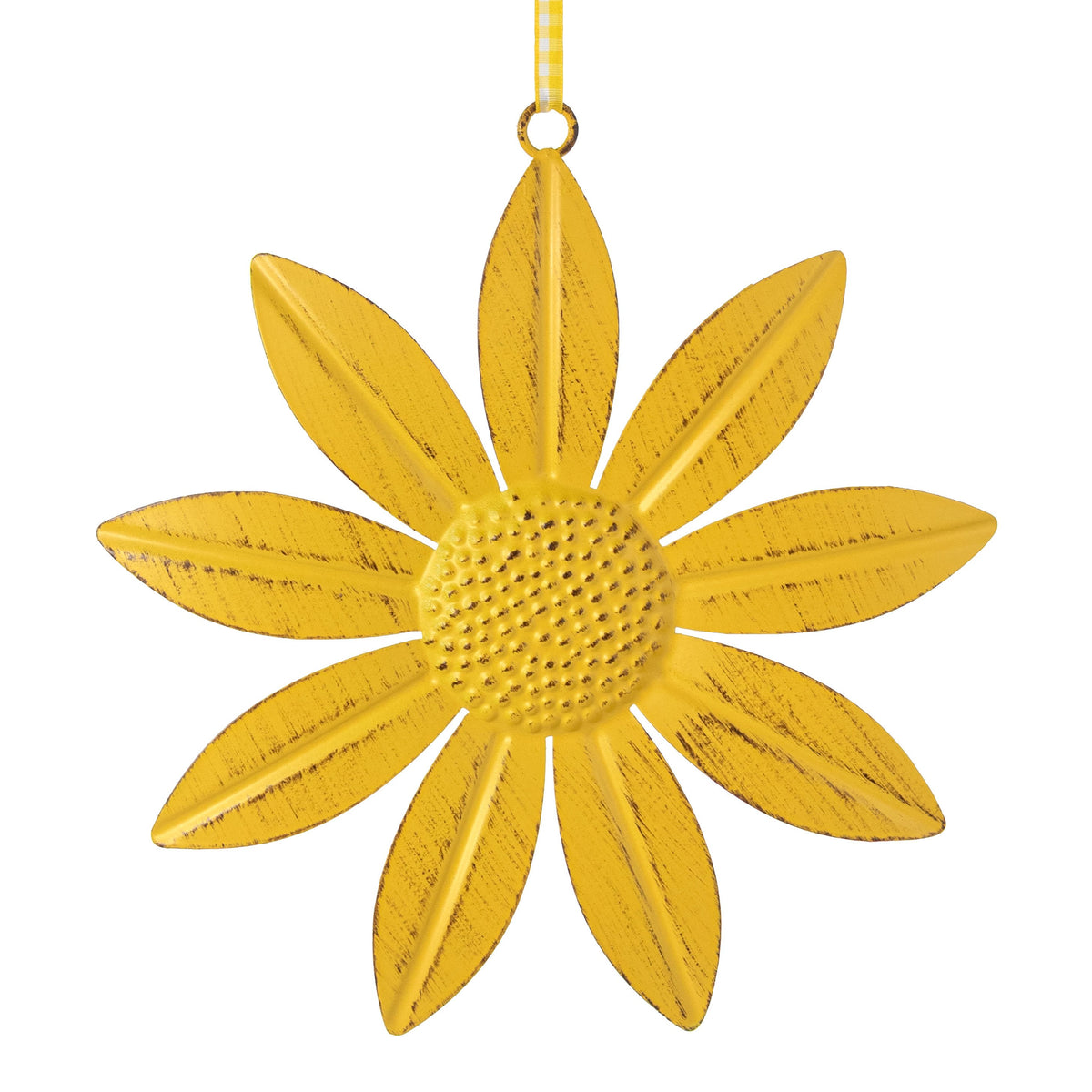 9" Metal Daisy Ornament: Distressed Yellow Item Number: 29136