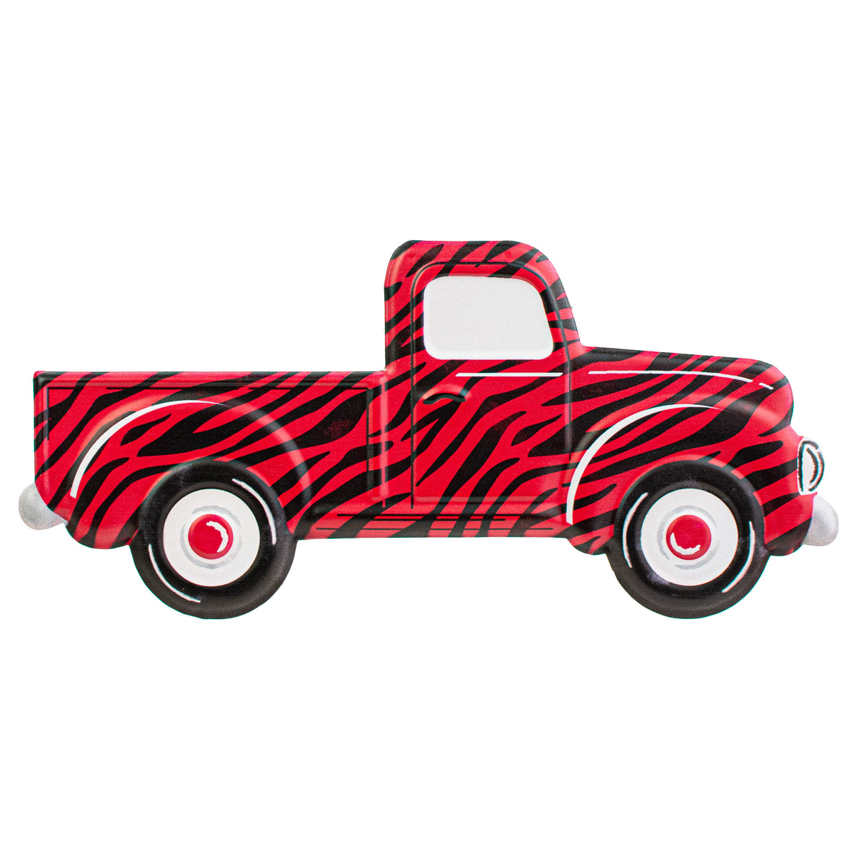 12" Metal Embossed Hanger: Red & Black Animal Stripe Truck Item Number: MD078324