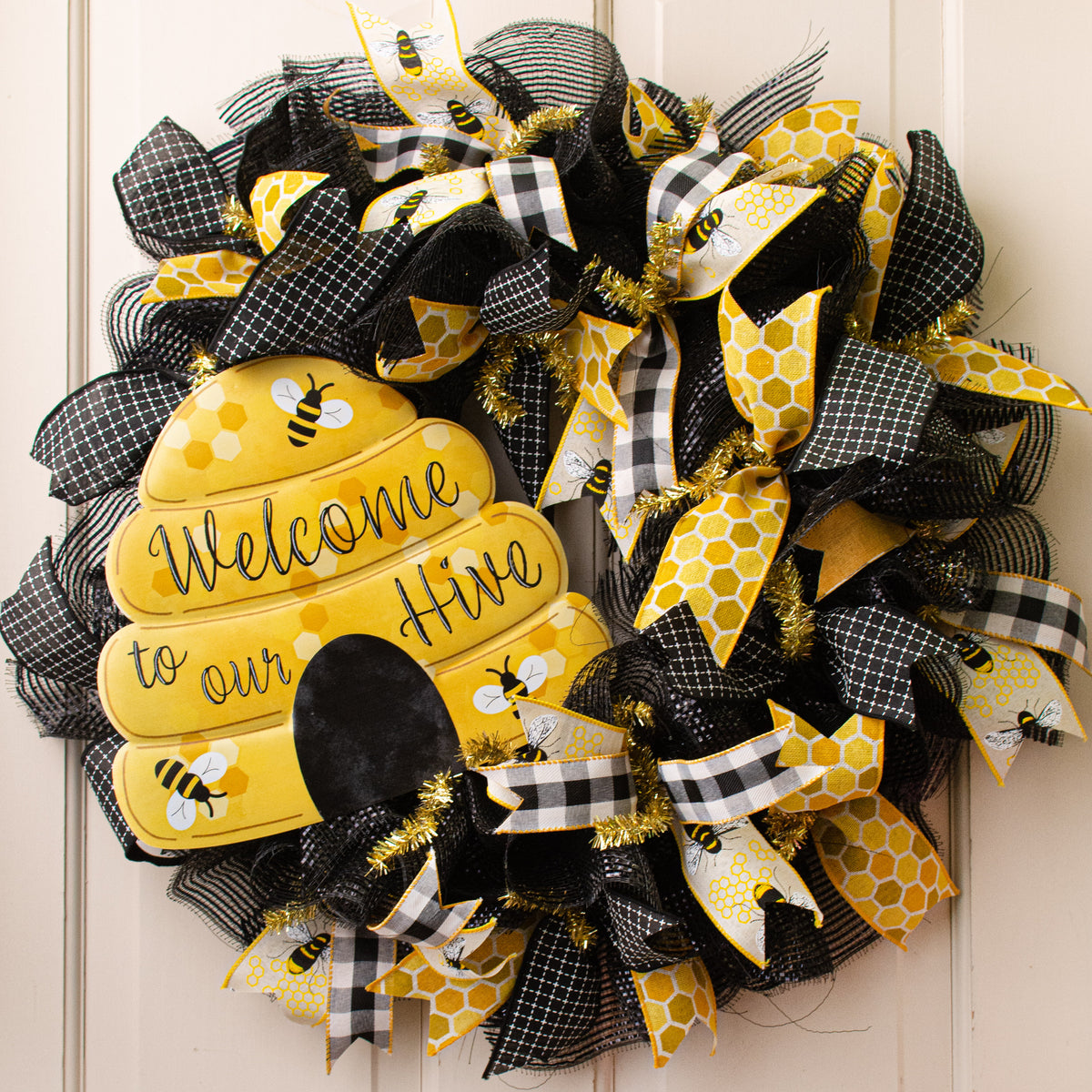 12" Metal Embossed Hanger: Welcome To Our Bee Hive Lifestyle Photo