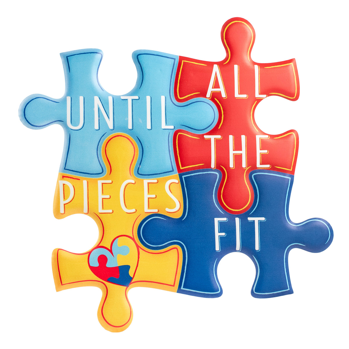 13" Metal Embossed Sign: Autism Awareness Puzzle Pieces Fit Cutout Item Number: MD1144