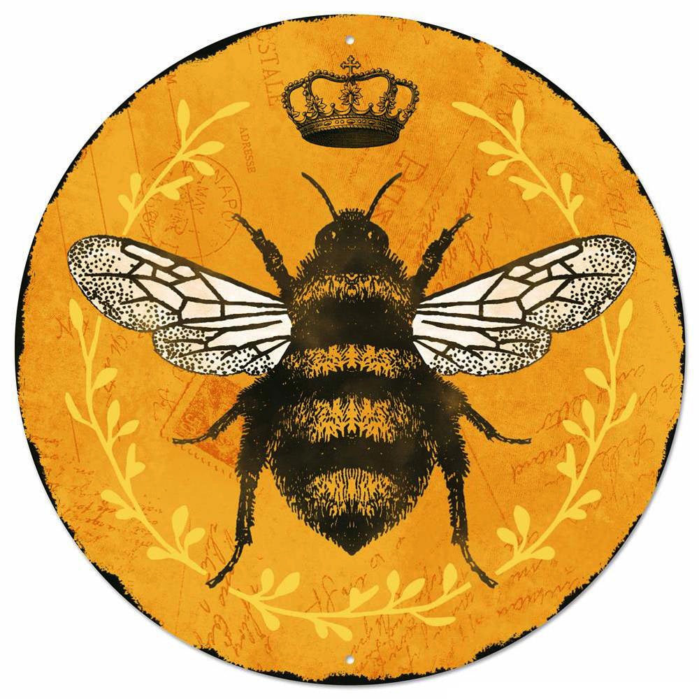 12" Metal Sign: Classic Queen Bee Dark Yellow Item Number: MD1028