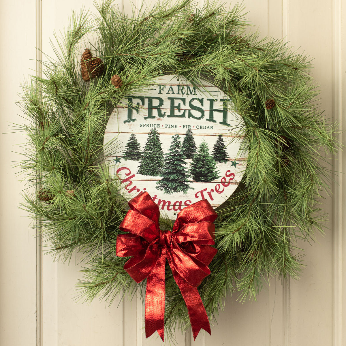 12" Metal Sign: Farm Fresh Christmas Trees Lifestyle Photo