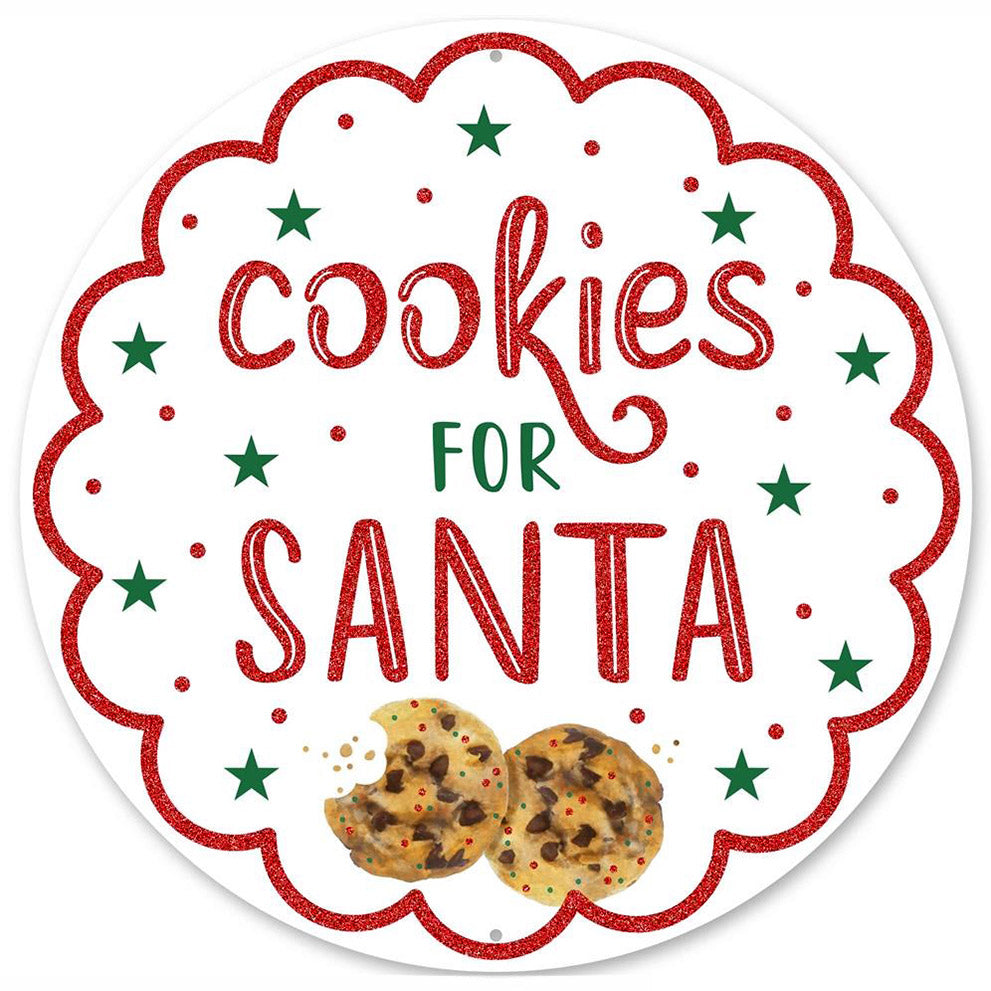 12" Metal Sign: Glitter Cookies for Santa Item Number: MD0808