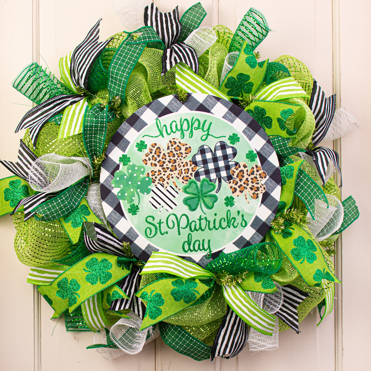 12" Metal Sign: Glittered Happy St. Patrick's Day Lifestyle Photo