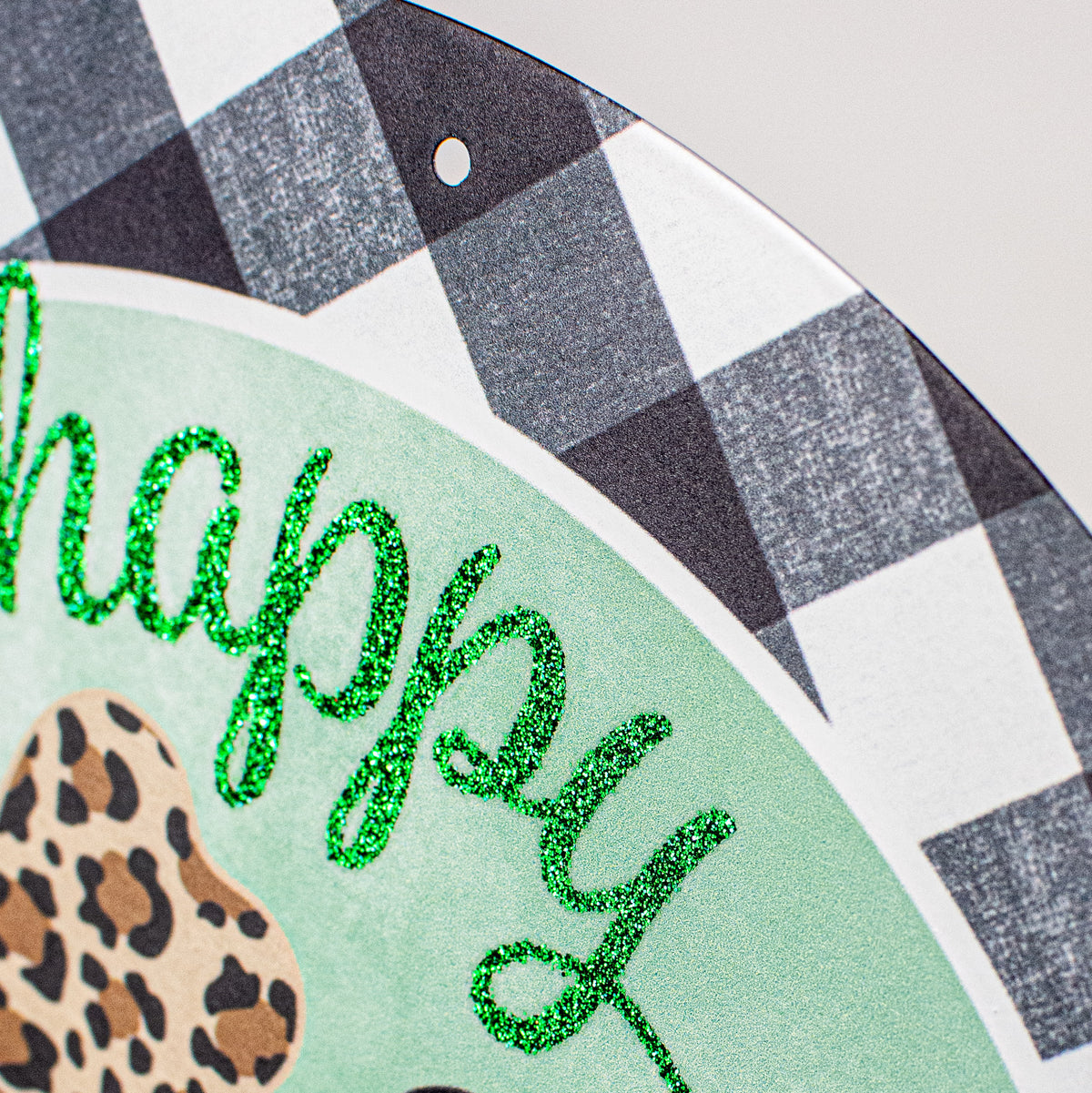 12" Metal Sign: Glittered Happy St. Patrick's Day detail photo 3