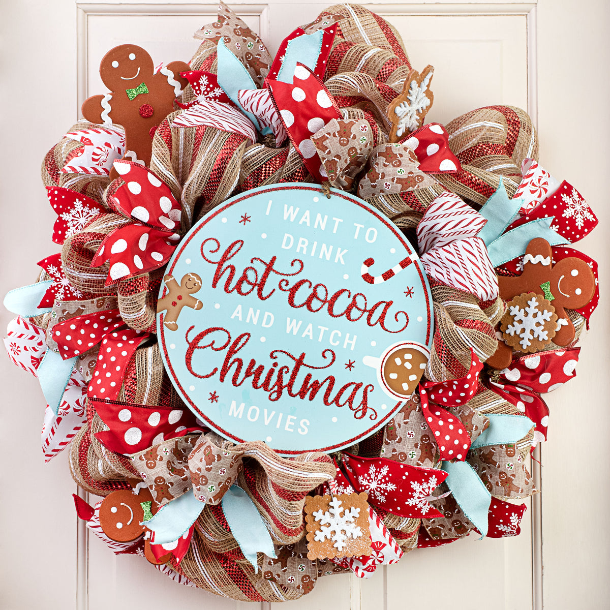 12" Metal Sign: Hot Cocoa & Christmas Movies Lifestyle Photo