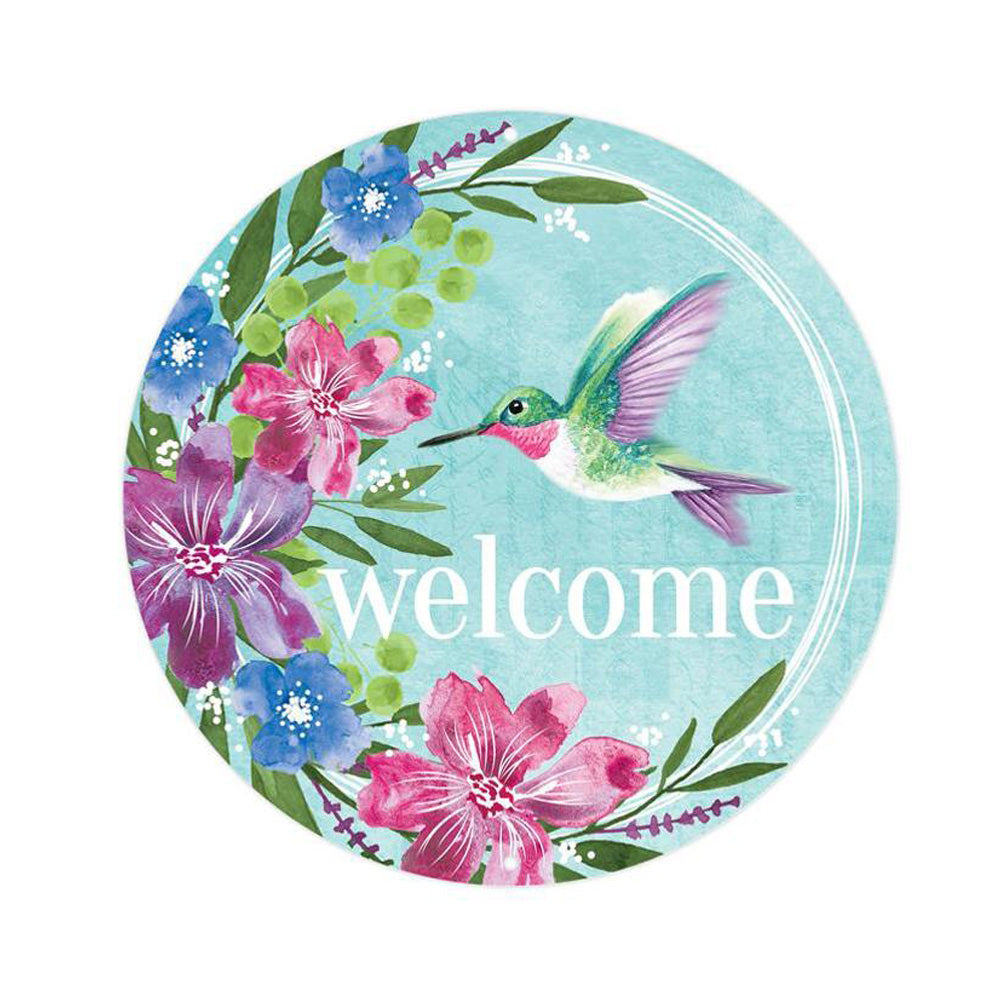 8" Metal Sign: Hummingbird with Florals Item Number: MD1120