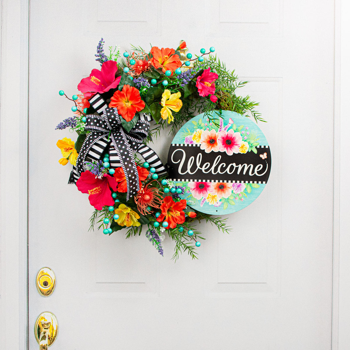 12" Metal Sign: Welcome Flowers Lifestyle Photo