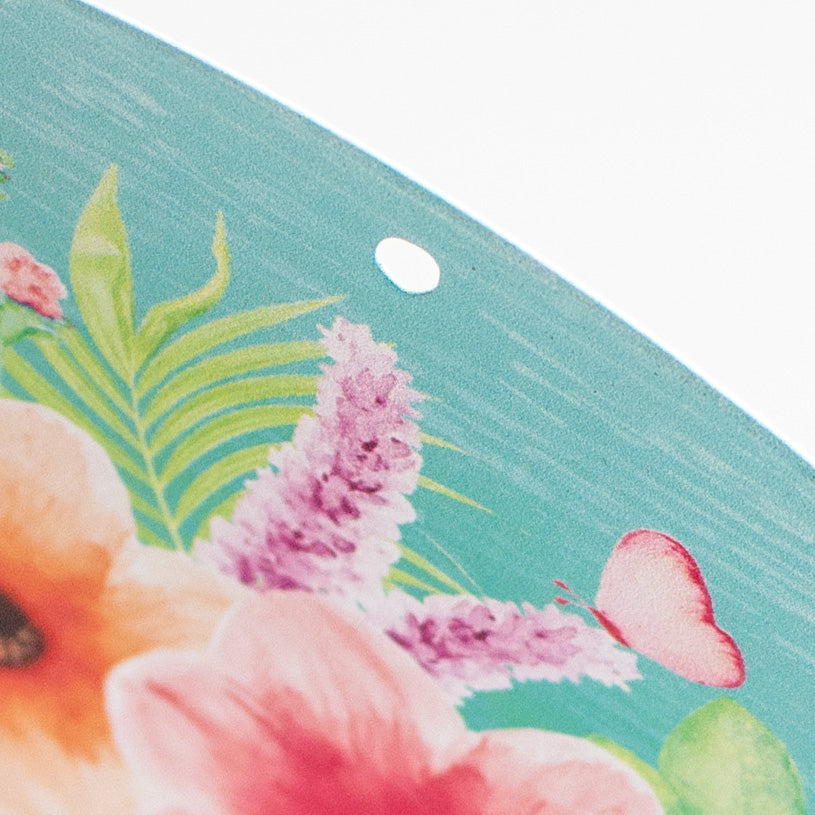 8" Metal Sign: Welcome with Flowers detail photo 3