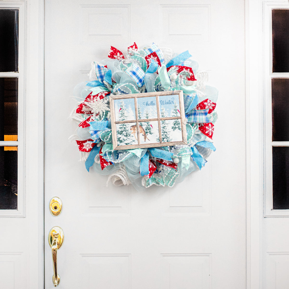 13" Metal Window Sign: Hello Winter Deer detail photo 5